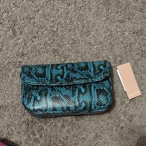 JustFab Turquoise Snake Pattern Clutch